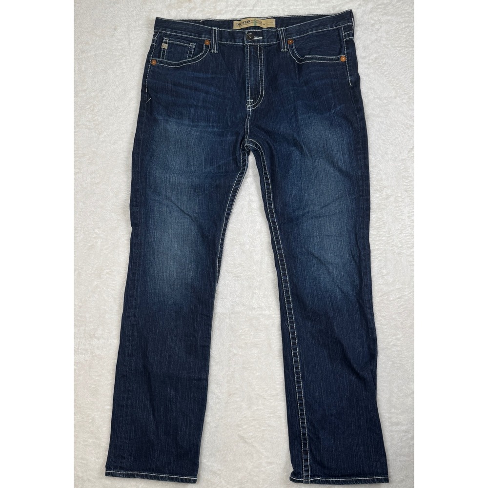 Big Star Union Straight Leg Jeans Men 40L Blue Y2K Thick Stitch Denim